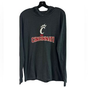 NWT University of Cincinnati Bearcats Gray Hooded Sleepwear Pajama Shirt Size M